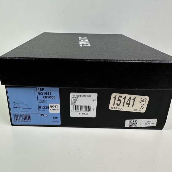 CHANEL Faux Pearl Thong Flat Beige Sandal Women's Size 39 1/2 With Box - Picture 2 of 16